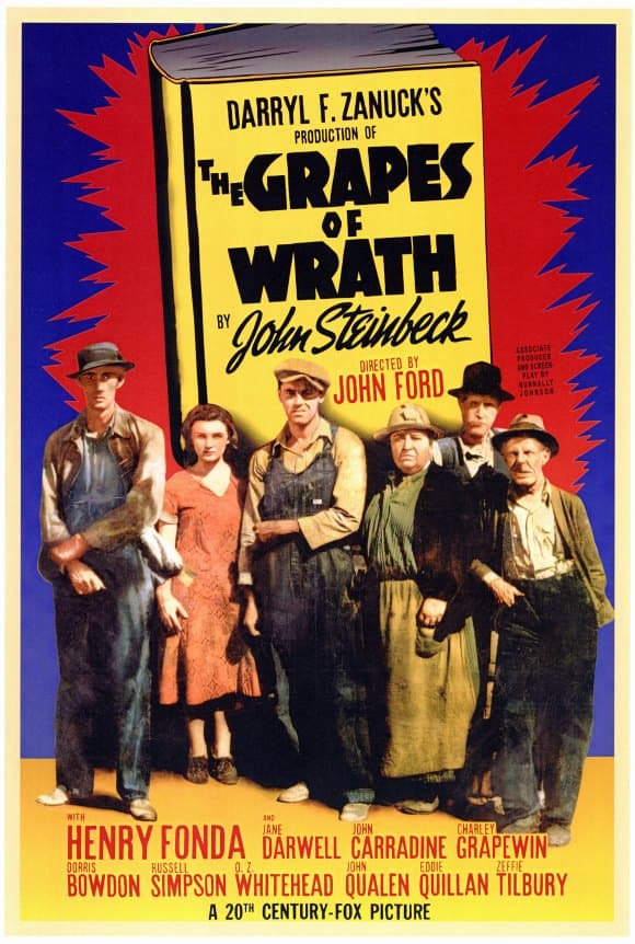 Henry Fonda, John Carradine, Jane Darwell, Dorris Bowdon, Frank Darien, and Russell Simpson in The Grapes of Wrath (1940)